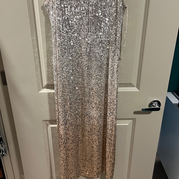 Silver Sequin Sleeveless Dress - Picture 1 of 4